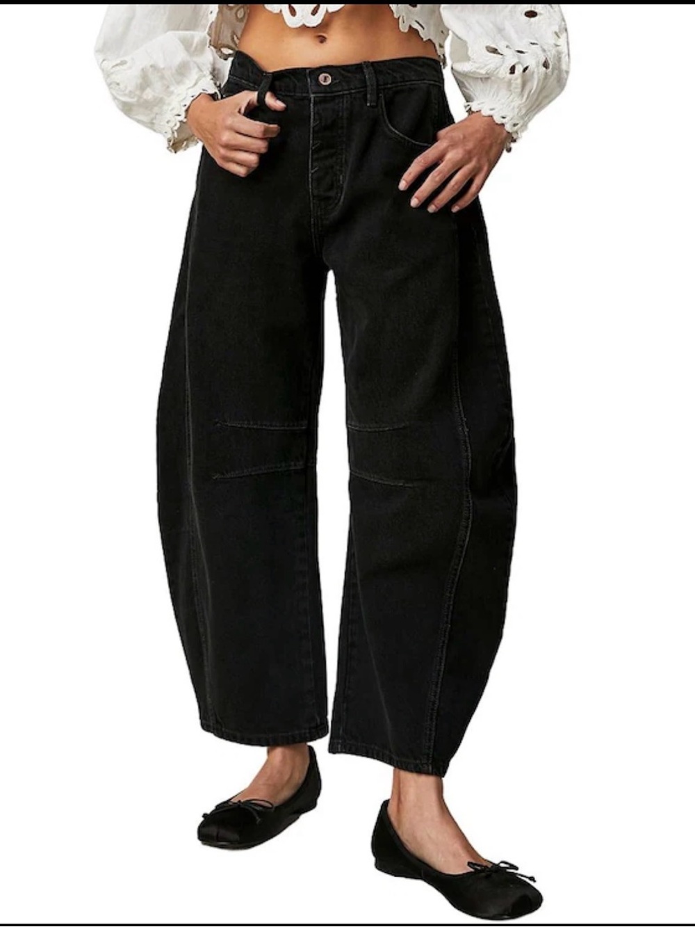 We The Free Washed Black Balloon Crop Jeans - Picture 2 of 8